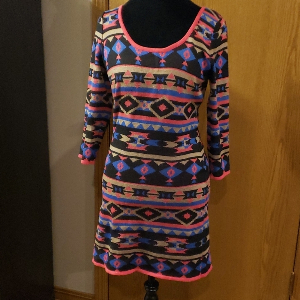 Flying tomato multicolored knit sweater dress warm